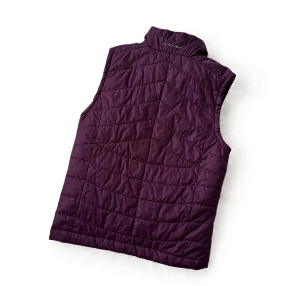 Columbia Vest Small Quilted High Neck Zip Front Sleeveless Purple puffer - Picture 3 of 8